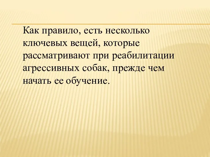 Как правило, есть несколько ключевых вещей, которые рассматривают при реабилитации агрессивных