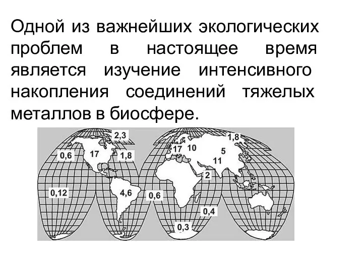 Одной из важнейших экологических проблем в настоящее время является изучение интенсивного