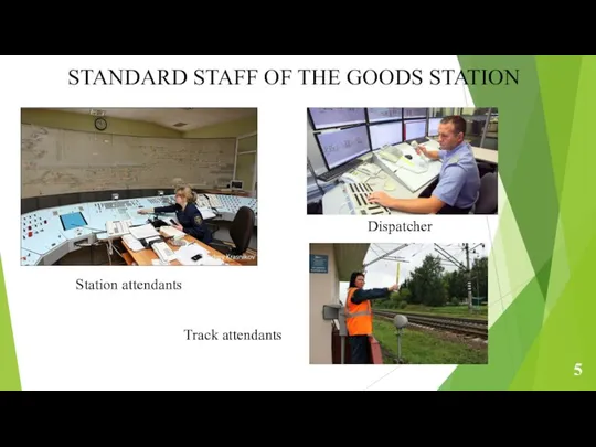 5 STANDARD STAFF OF THE GOODS STATION Dispatcher​ Station attendants​ Track attendants​