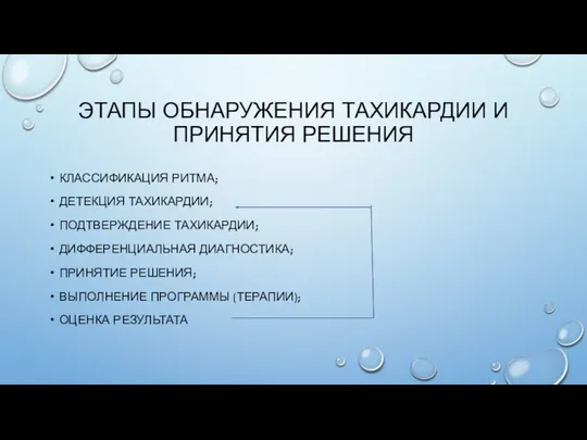 ЭТАПЫ ОБНАРУЖЕНИЯ ТАХИКАРДИИ И ПРИНЯТИЯ РЕШЕНИЯ КЛАССИФИКАЦИЯ РИТМА; ДЕТЕКЦИЯ ТАХИКАРДИИ; ПОДТВЕРЖДЕНИЕ