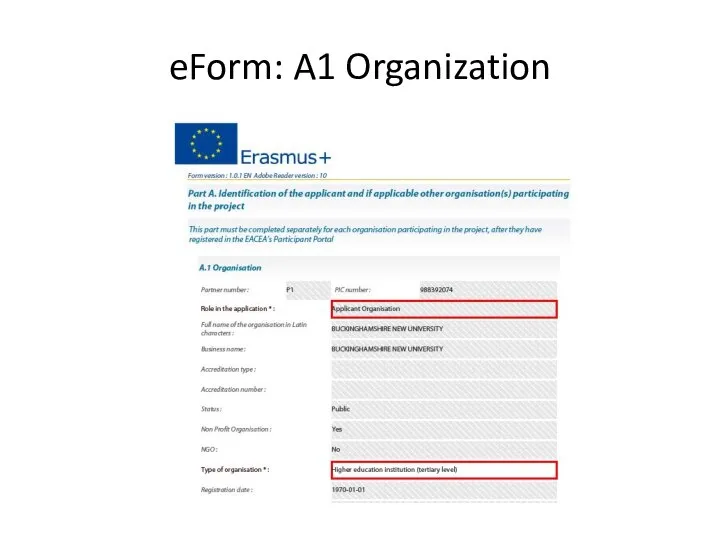 eForm: A1 Organization