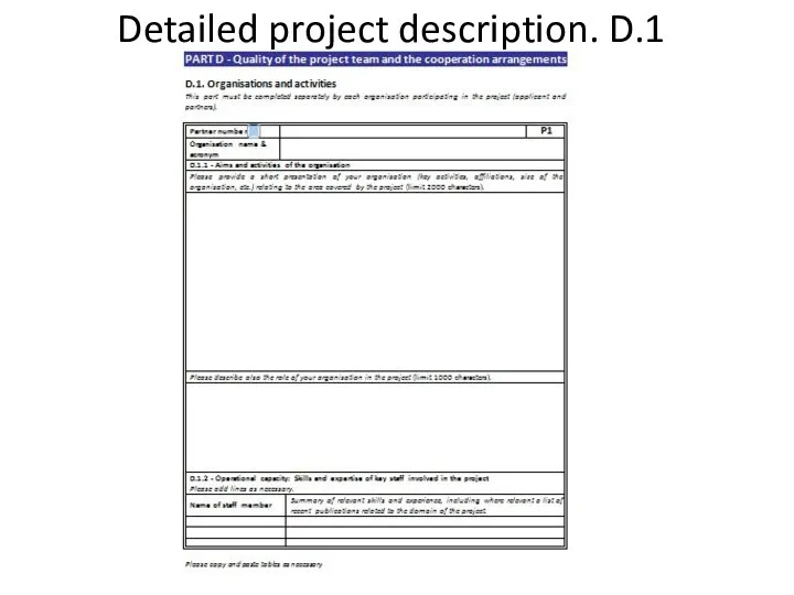Detailed project description. D.1
