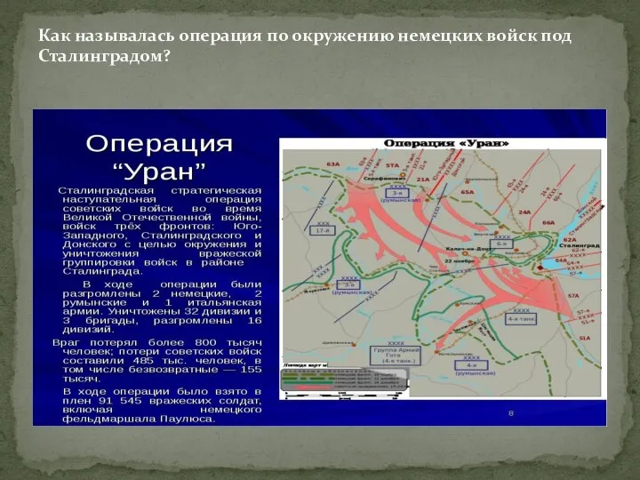 Как называлась операция по окружению немецких войск под Сталинградом?