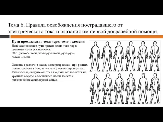 Тема 6. Правила освобождения пострадавшего от электрического тока и оказания им