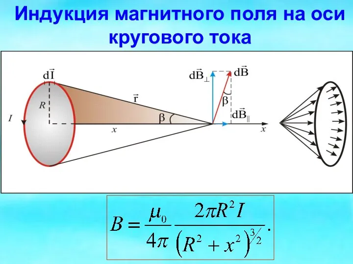 Индукция магнитного поля на оси кругового тока