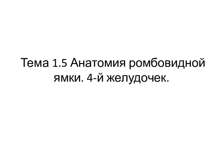 Тема 1.5 Анатомия ромбовидной ямки. 4-й желудочек.