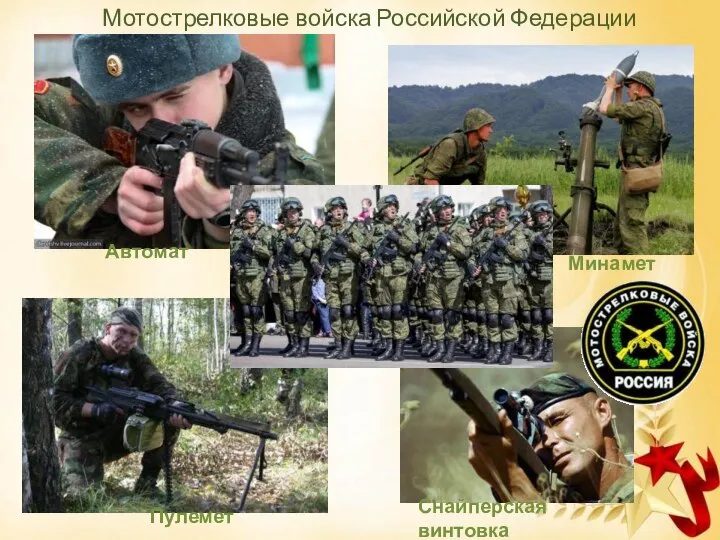 Снайперская винтовка Автомат Пулемет Минамет Мотострелковые войска Российской Федерации
