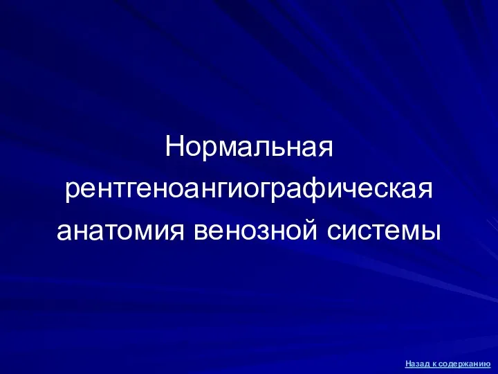 Нормальная рентгеноангиографическая анатомия венозной системы