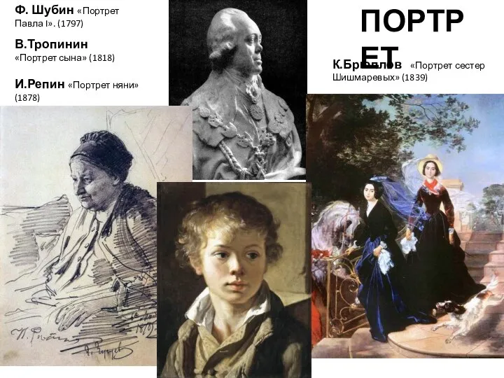 ПОРТРЕТ Ф. Шубин «Портрет Павла I». (1797) В.Тропинин «Портрет сына» (1818)