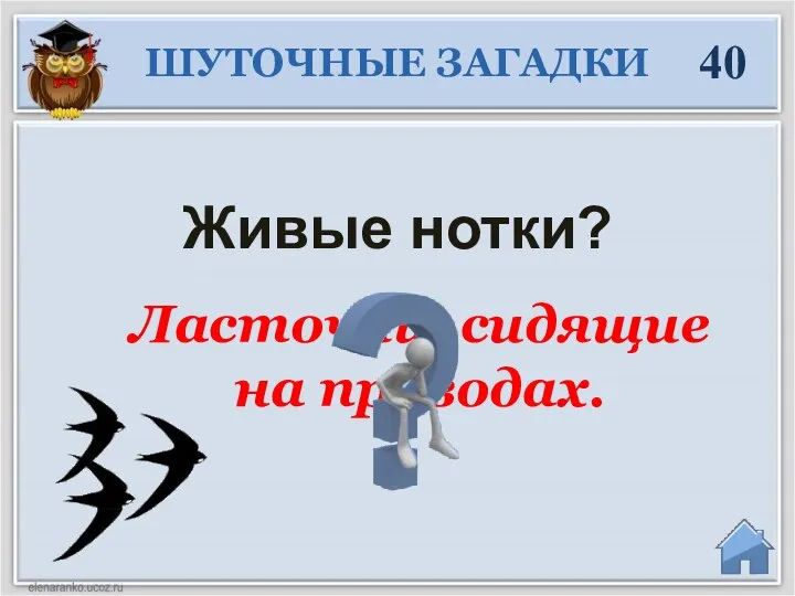 Ласточки, сидящие на проводах. Живые нотки? 40 ШУТОЧНЫЕ ЗАГАДКИ