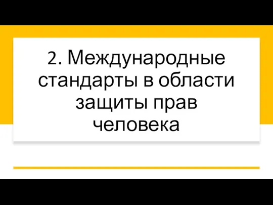 2. Международные стандарты в области защиты прав человека