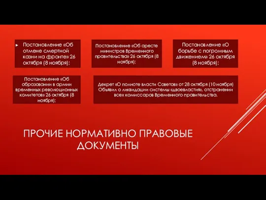 ПРОЧИЕ НОРМАТИВНО ПРАВОВЫЕ ДОКУМЕНТЫ Постановление «Об отмене смертной казни на фронте»