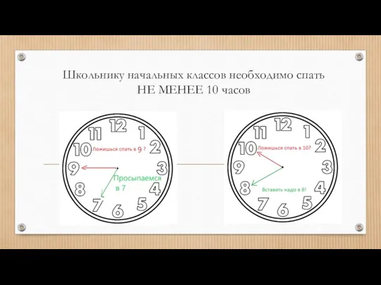 Школьнику начальных классов необходимо спать НЕ МЕНЕЕ 10 часов