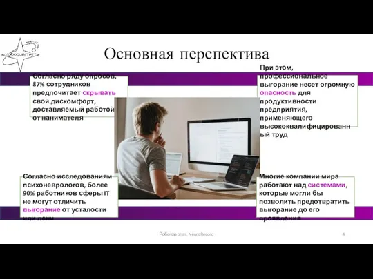 Основная перспектива Робоквартет, NeuroRecord Согласно ряду опросов, 87% сотрудников предпочитает скрывать