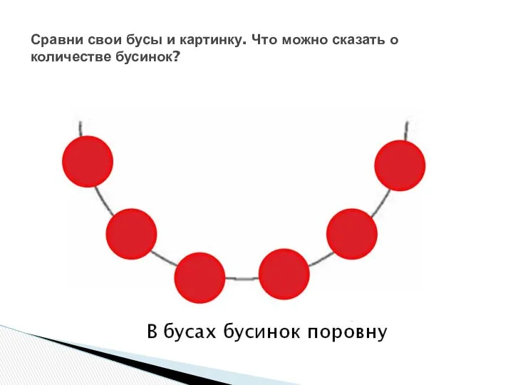 Сравни свои бусы и картинку. Что можно сказать о количестве бусинок?