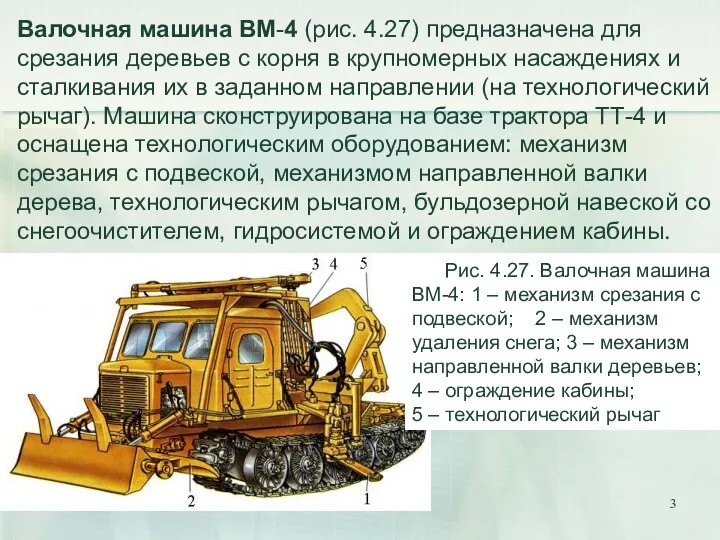 Валочная машина ВМ-4 (рис. 4.27) предназначена для срезания деревьев с корня