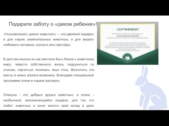 Подарите заботу о «диком ребенке»! «Усыновление» дикого животного — это двойной