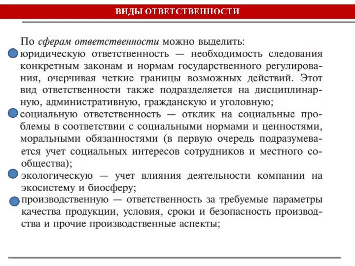 ВИДЫ ОТВЕТСТВЕННОСТИ