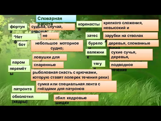 фортуна “Нет фарту” бот паромы перемёты патронташ обколотил (кедры) затеси бурелом