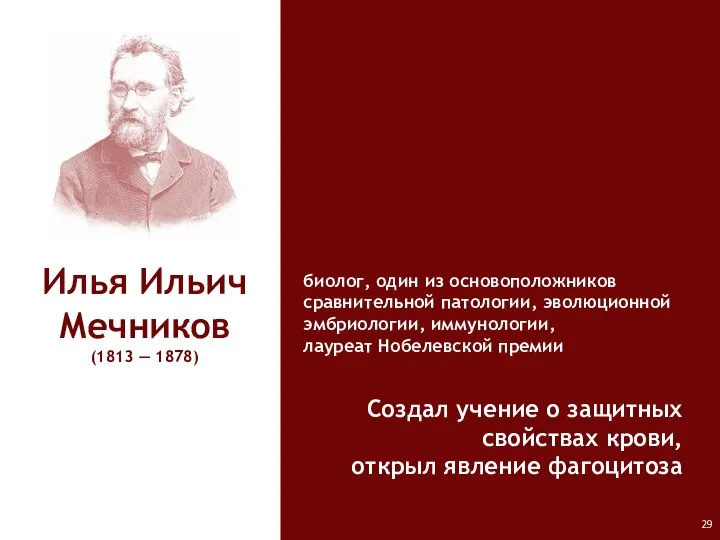 Илья Ильич Мечников (1813 — 1878) биолог, один из основоположников сравнительной