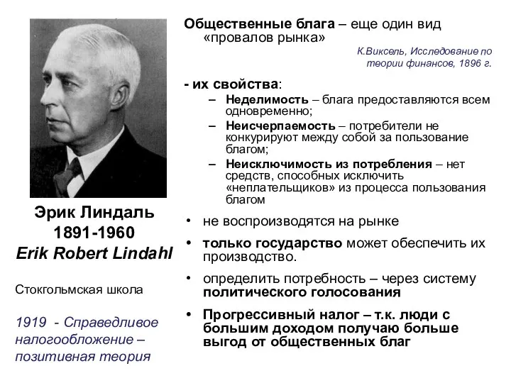 Общественные блага – еще один вид «провалов рынка» К.Виксель, Исследование по