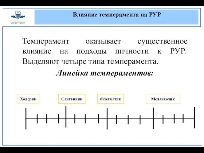 Влияние темперамента на РУР Темперамент оказывает существенное влияние на подходы личности