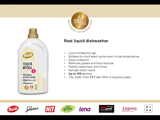 Liquid dishwasher gel Suitable for short wash cycles even in low