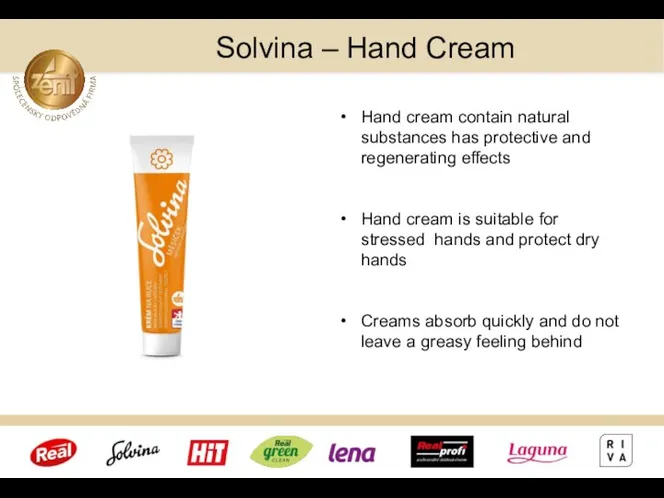 Solvina – Hand Cream Hand cream contain natural substances has protective