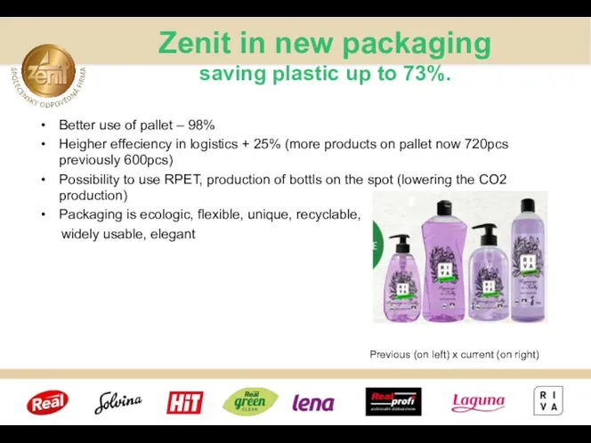 Zenit in new packaging saving plastic up to 73%. Better use