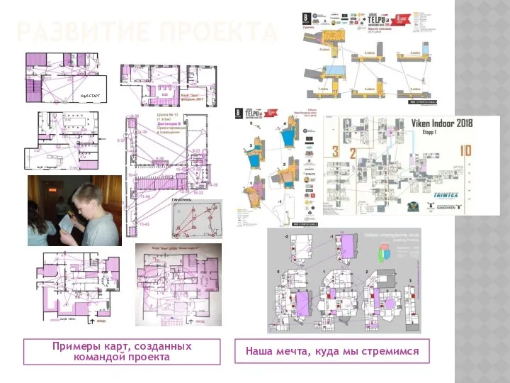 РАЗВИТИЕ ПРОЕКТА Примеры карт, созданных командой проекта Наша мечта, куда мы