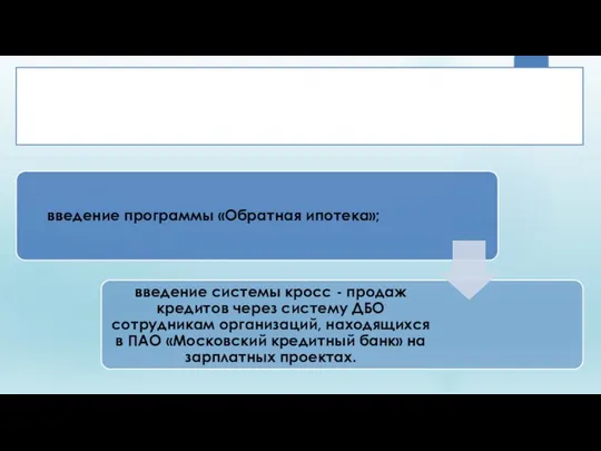 Мероприятия по совершенствованию линейки кредитов физическим лицам в ПАО «Московский кредитный банк»: