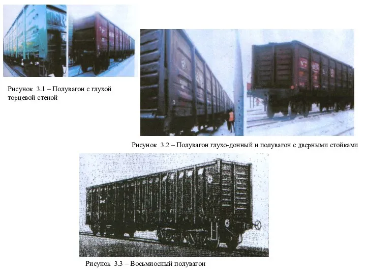 Рисунок 3.3 – Восьмиосный полувагон Рисунок 3.1 – Полувагон с глухой