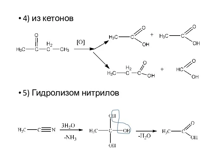 4) из кетонов 5) Гидролизом нитрилов