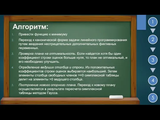 Алгоритм: Привести функцию к минимуму Переход к канонической форме задачи линейного