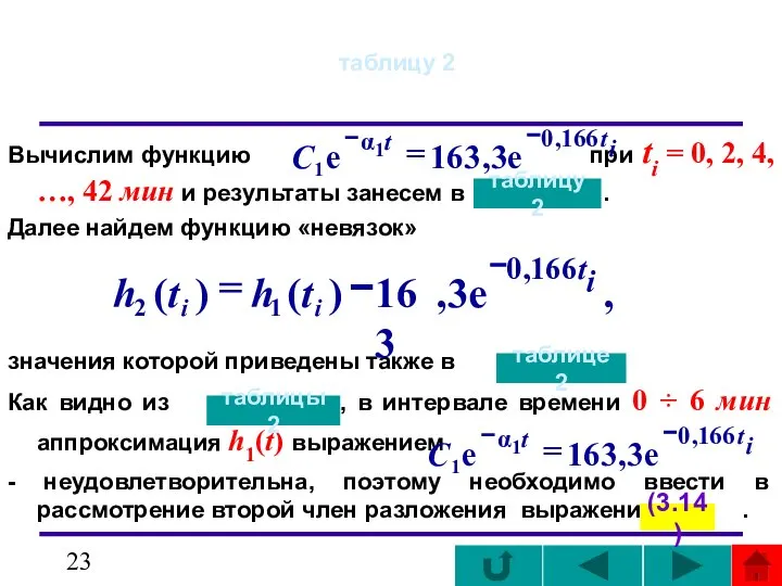 таблицу 2 Вычислим функцию при ti = 0, 2, 4, …,