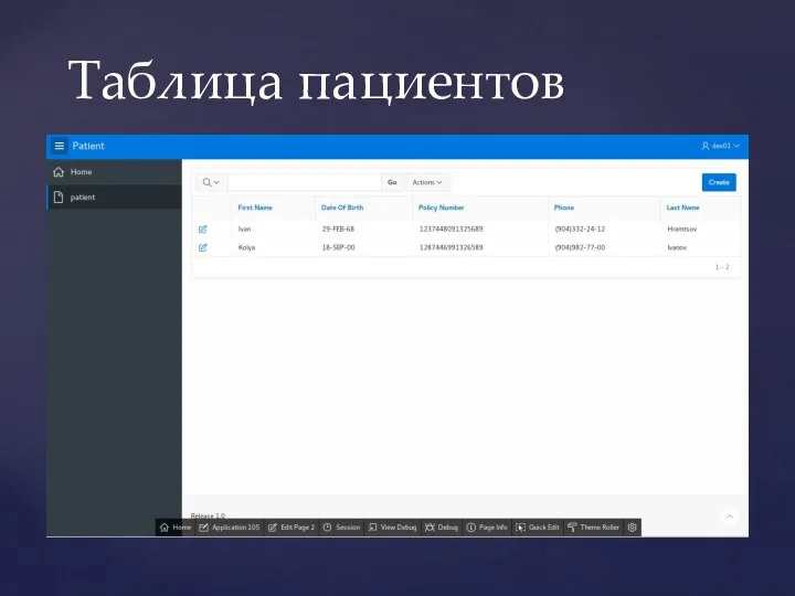 Таблица пациентов