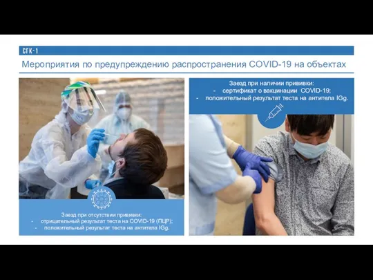 Заезд при отсутствии прививки: отрицательный результат теста на COVID-19 (ПЦР); положительный