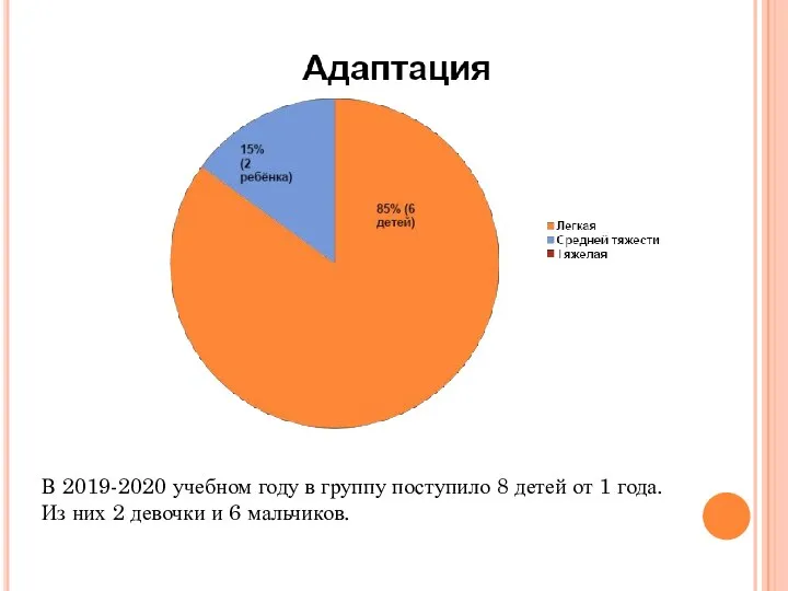 В 2019-2020 учебном году в группу поступило 8 детей от 1