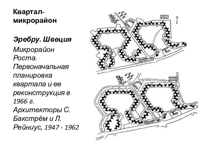 Квартал-микрорайон Эребру. Швеция Микрорайон Роста. Первоначальная планировка квартала и ее реконструкция