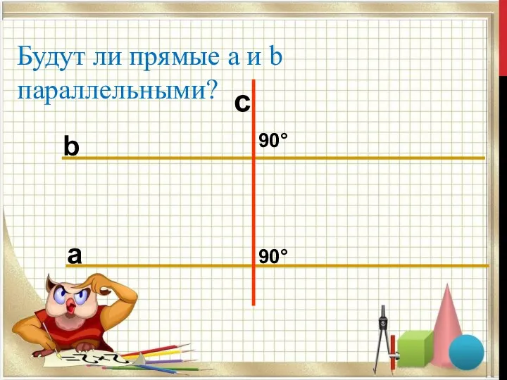 b c a 90° 90° Будут ли прямые а и b параллельными?