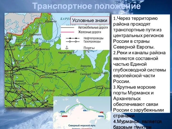 Транспортное положение 1.Через территорию района проходят транспортные пути из центральных регионов