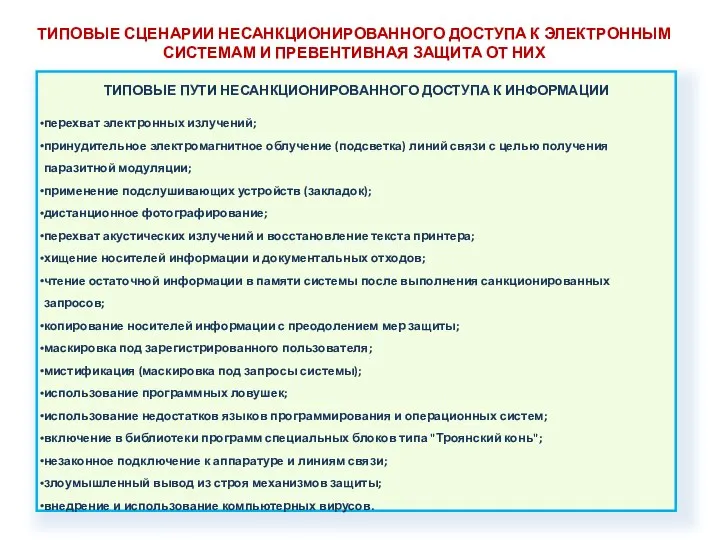 ТИПОВЫЕ СЦЕНАРИИ НЕСАНКЦИОНИРОВАННОГО ДОСТУПА К ЭЛЕКТРОННЫМ СИСТЕМАМ И ПРЕВЕНТИВНАЯ ЗАЩИТА ОТ