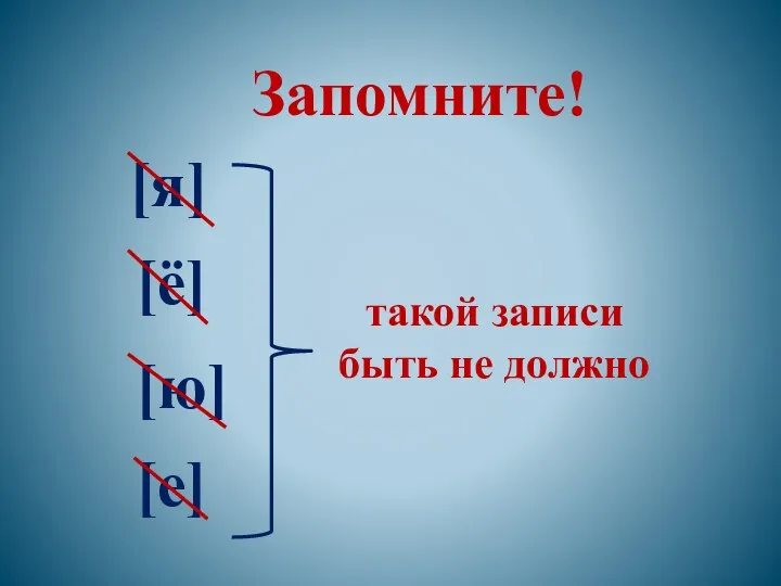 Запомните! [я] [ё] [ю] [е] такой записи быть не должно