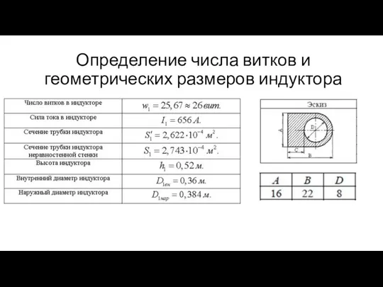 Определение числа витков и геометрических размеров индуктора