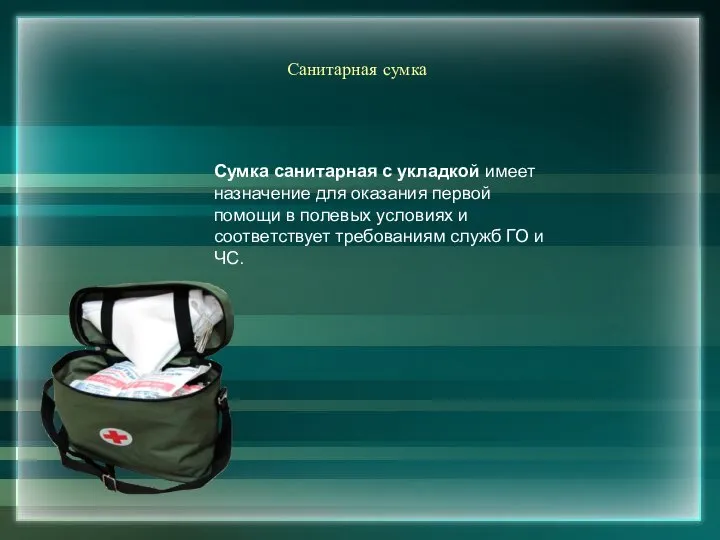 Санитарная сумка Сумка санитарная с укладкой имеет назначение для оказания первой