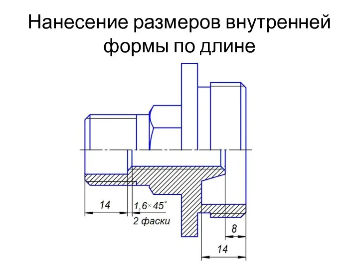 Нанесение размеров внутренней формы по длине