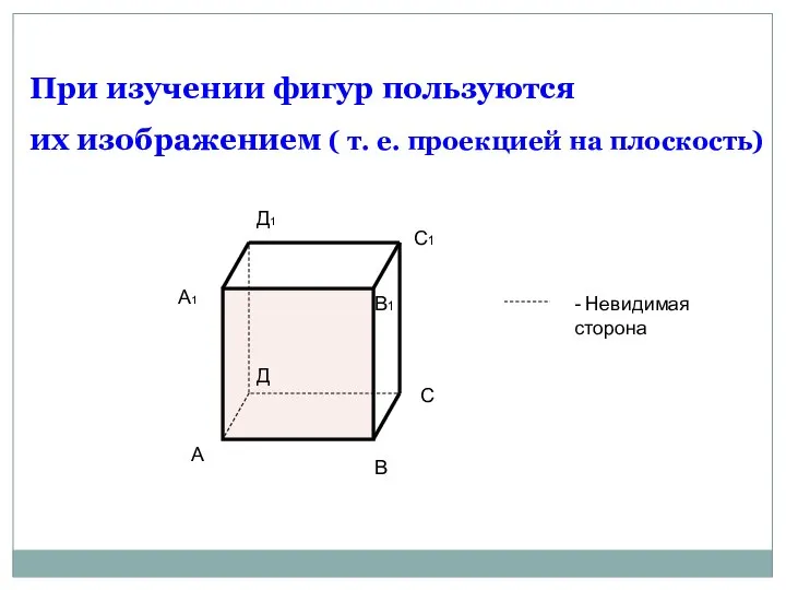 При изучении фигур пользуются их изображением ( т. е. проекцией на