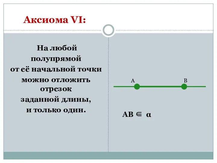 На любой полупрямой от её начальной точки можно отложить отрезок заданной