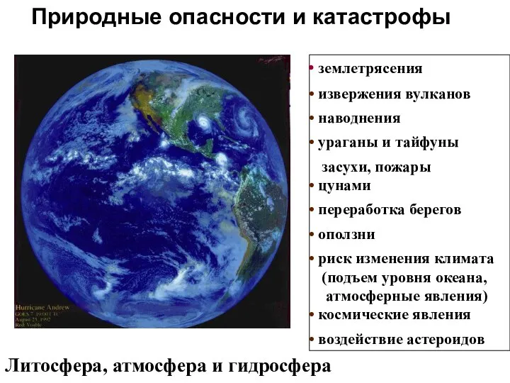 Природные опасности и катастрофы землетрясения извержения вулканов наводнения ураганы и тайфуны