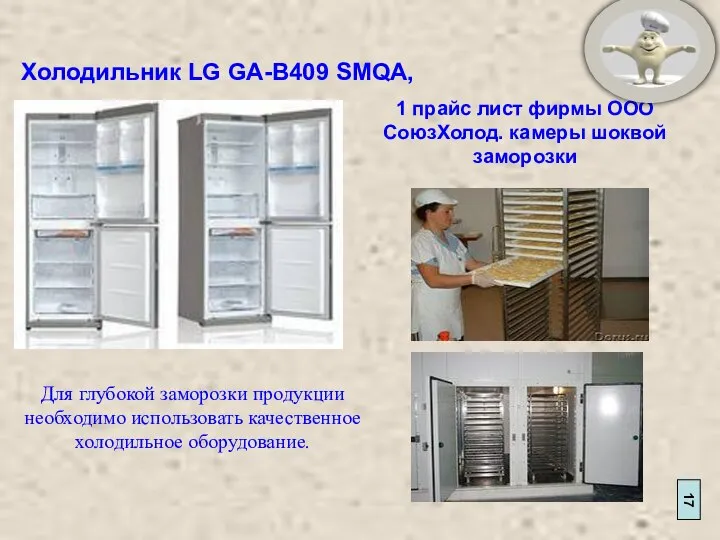 17 Холодильник LG GA-B409 SMQA, 1 прайс лист фирмы ООО СоюзХолод.